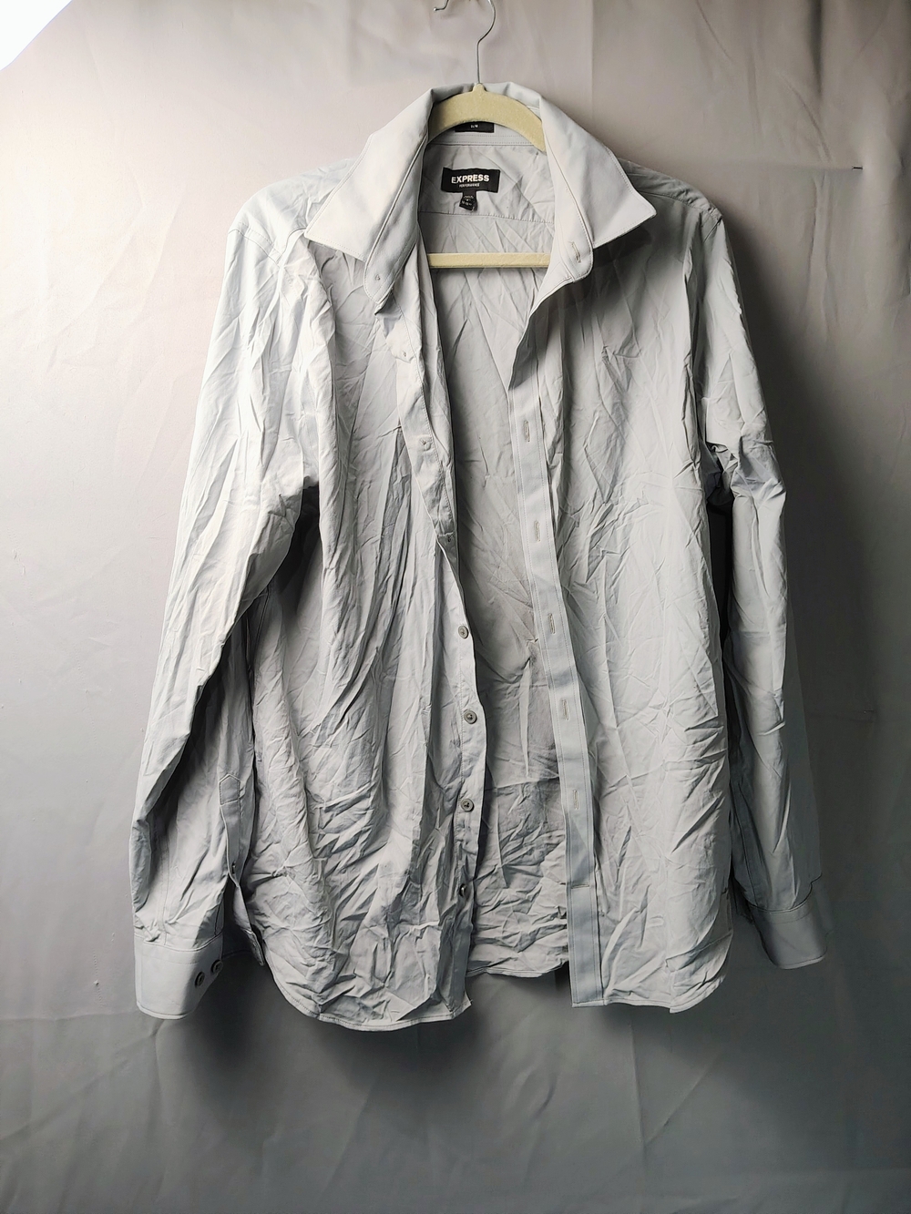 Express Men’s Light Gray Button-Front Shirt Jacket